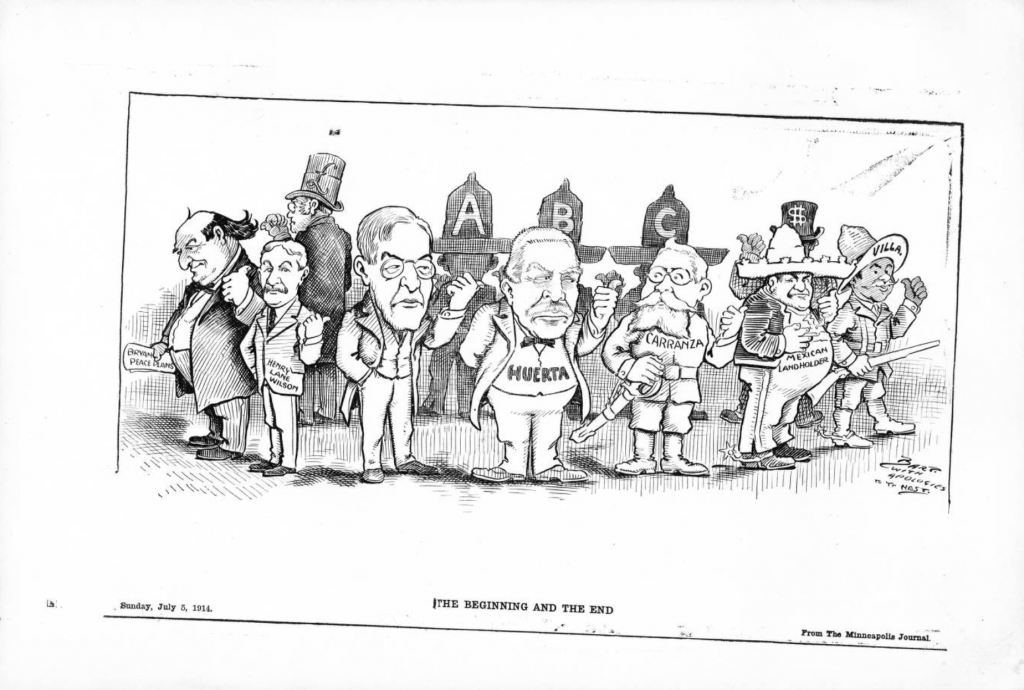 This political cartoon created by Charles Bartholomew depicts the major leaders during the Mexican Revolution.
